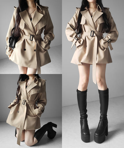 ウエストマークレディミドルトレンチコート ／ waistmark lady middle trench coat