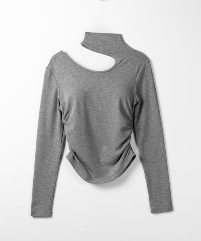 【 ２color 】カットアウトアシメチョーカーカットソートップス ／cutout asymmetry choker cutsew tops