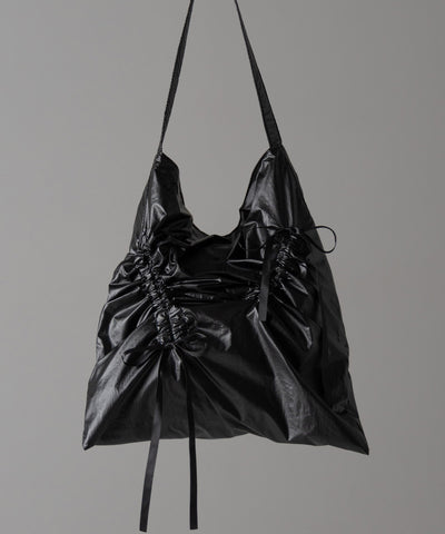【 ２color 】シャーリングリボンメタリックトートバッグ ／ shirring ribbon metallic tote bag
