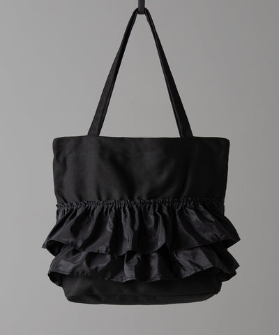 【 ２color 】ティアードフリルBIGキャンバストートバッグ ／ tiered frill big canvas tote bag