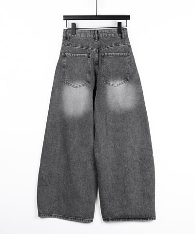 【 ３size 】ヴィンテージブラックウォッシュバルーンデニム ／ Vintage black wash balloon denim