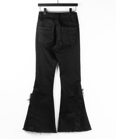 ヴィンテージライクフリンジストレッチフレアデニム ／ Vintage-like fringe stretch flare denim