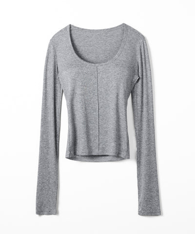 オープンネックタイトフィットルーズドレープ長袖Ｔシャツ ／ open neck tight fit loose drape long sleeve T-shirts