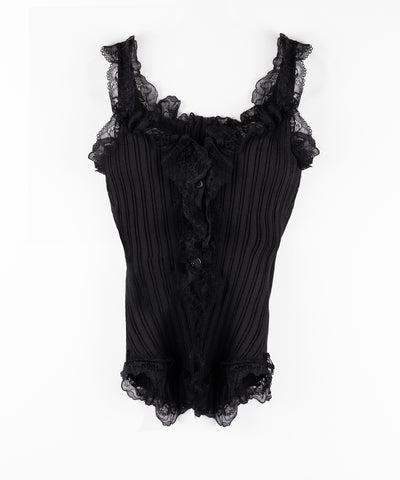 【 ２color 】レースフリルドッキングリブニットキャミタンク ／ lace frill docking lib knit cami tank
