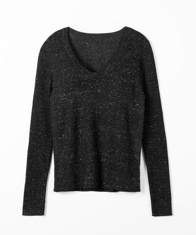 メランジネップルーズニットトップス ／ melange nep loose knit tops