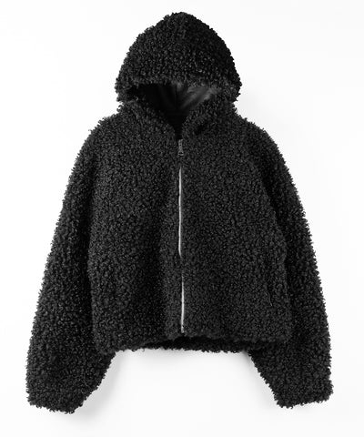 テディボアジップアップフーディクロップドコート ／ teddy boa zipup hoodie cropped cat