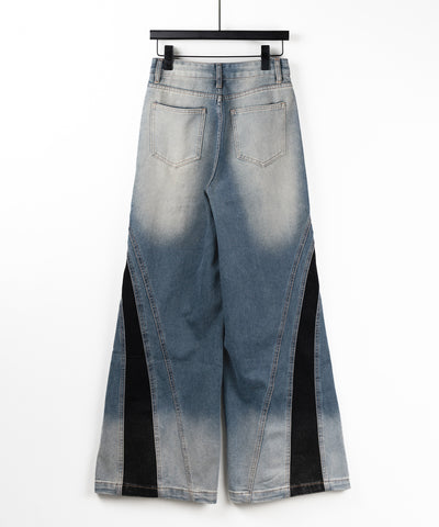 【 ４size 】ブラックスウィッチングヴィンテージワイドデニム ／ black switching vintage wide denim