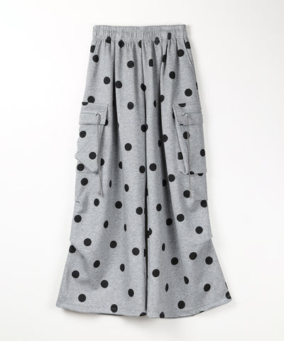 【 裾絞り可能２WAY 】ドットドローコードタックワイドカーゴスウェットパンツ ／ Dot drawcord tuck wide cargo sweatpants