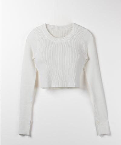 【 ３color 】BASIC ショートリブニットトップス　／ BASIC SHORT LIB KNIT TOPS