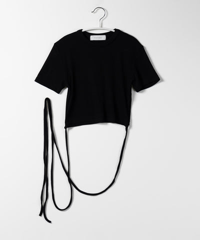 【 ４color 】ストラップウエストリボンショート半袖Ｔシャツ【 韓国製 】