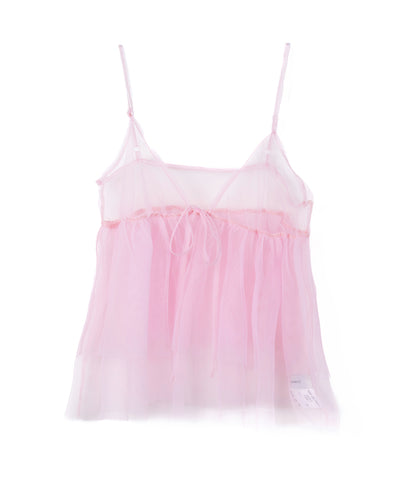 フロントリボンチュールキャミソール ／ front ribbon tulle camisole