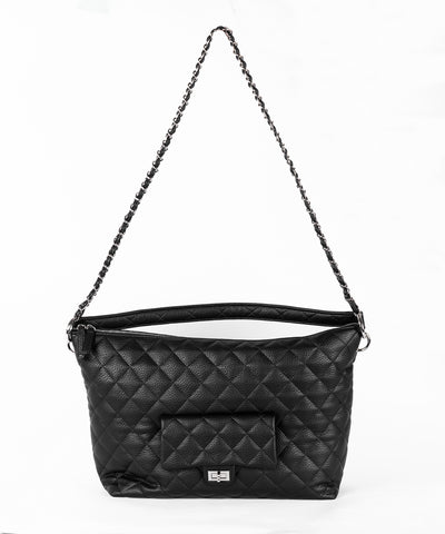 【 ショルダーストラップ付き２WAY 】キルティングスクエアトートショルダーバッグ / quilted square tote shoulder bag