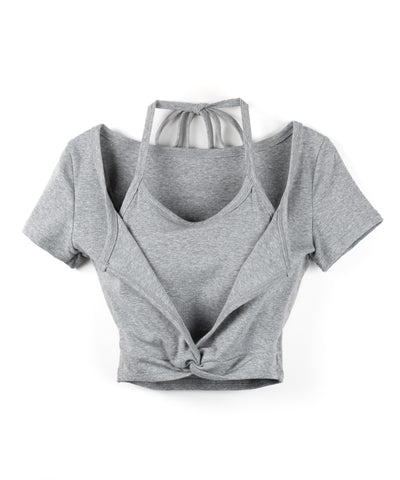ホルターネックレイヤードショートぴちＴシャツ ／ halter neck layered short pichi T-shirts