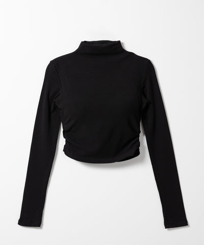 【 カップ付き ／ 裏起毛 】プチハイネックシャーリングショートカットソートップス