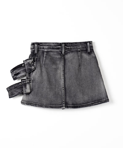 【 インパン裏地付 】ダブルハトメベルトヴィンテージデニムミニスカート ／ Double eyelet belt vintage denim mini skirt