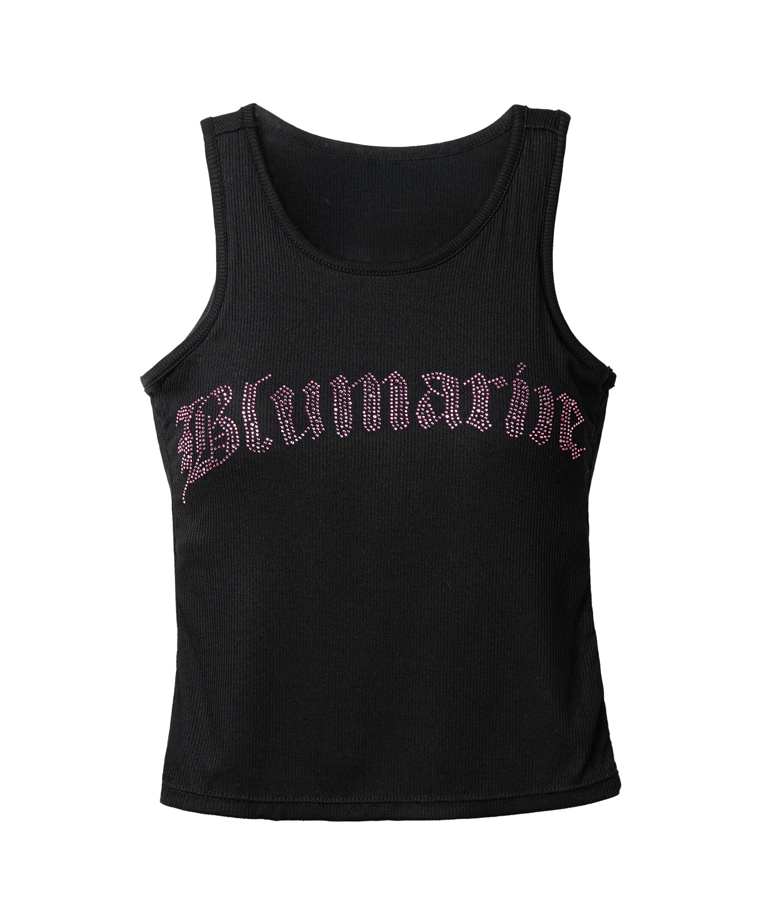 ラインストーンロゴリブタンクトップ／Rhinestone logo ribbed tank top