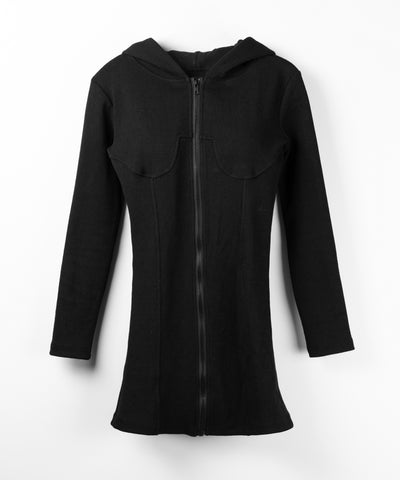フーディジップアップスリムラインミニワンピース ／ Hoodie zip up slimline mini onepiece