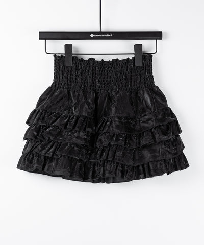 【 ３color ／インナーパンツ裏地付 】ハイウエストシャーリングフリルミニスカート ／ high waist shirring frill mini skirt