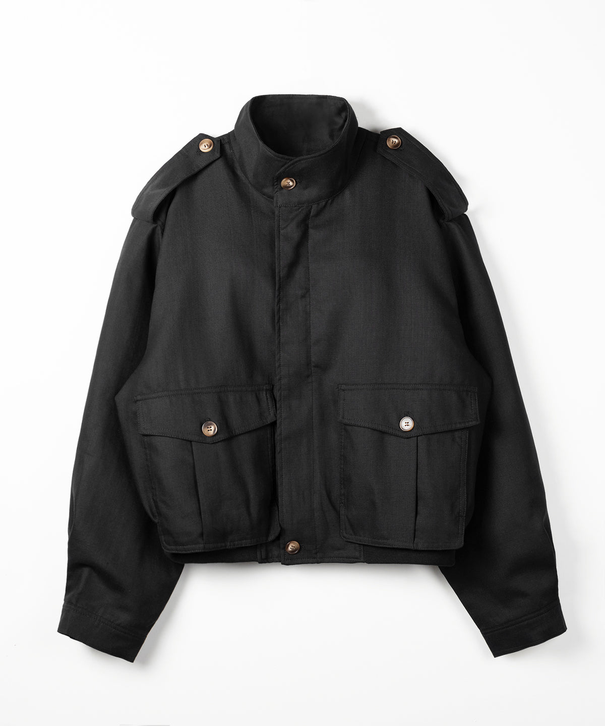 スタンドカラーオーバーショートトレンチコート ／ stand collar over short trench coat