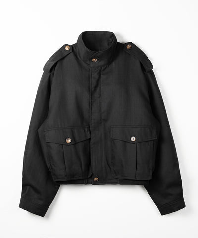 スタンドカラーオーバーショートトレンチコート ／ stand collar over short trench coat