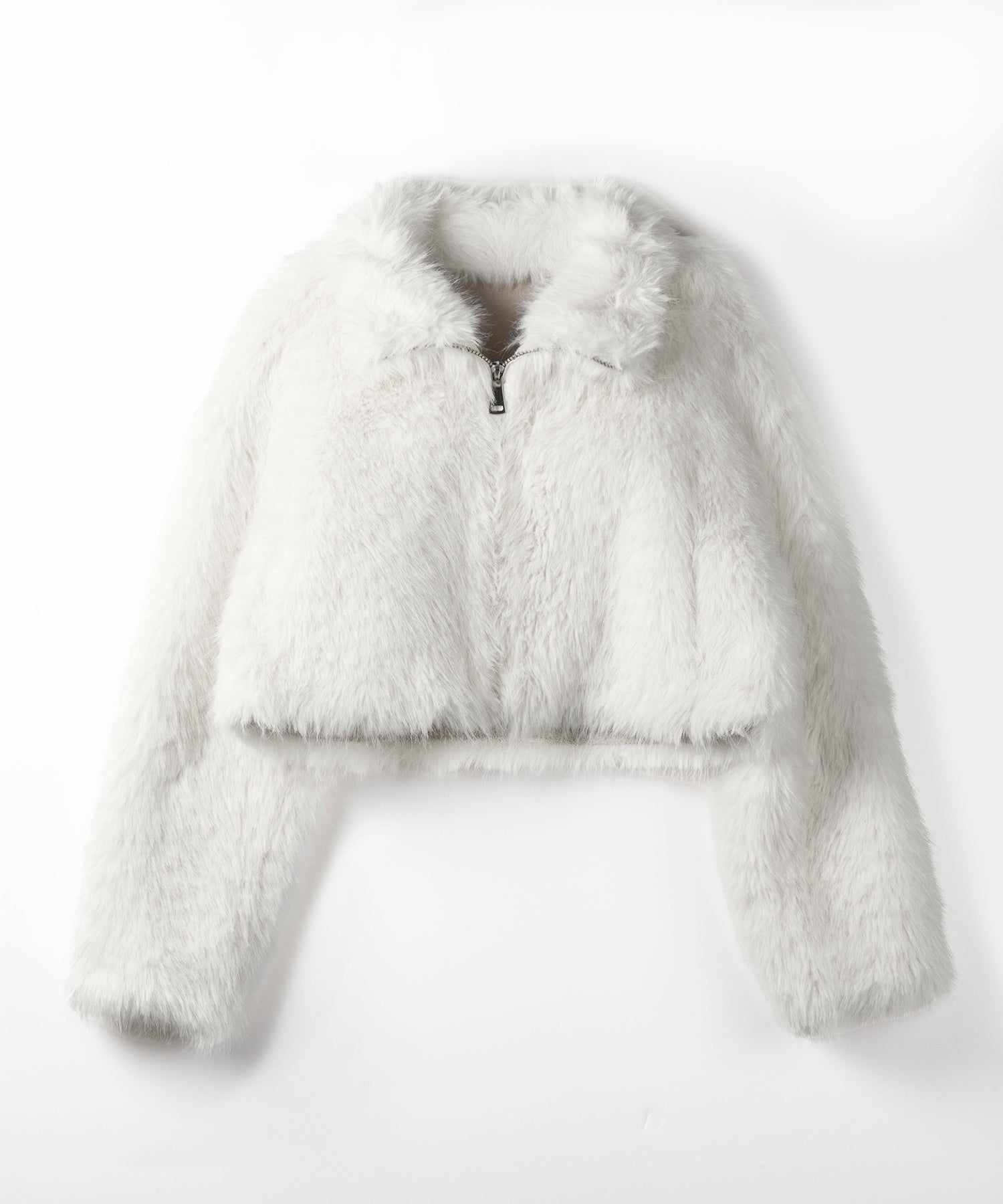 ジップアップスタンドカラーショートフェイクファーコート ／ zip up stand-collar short fake fur coat