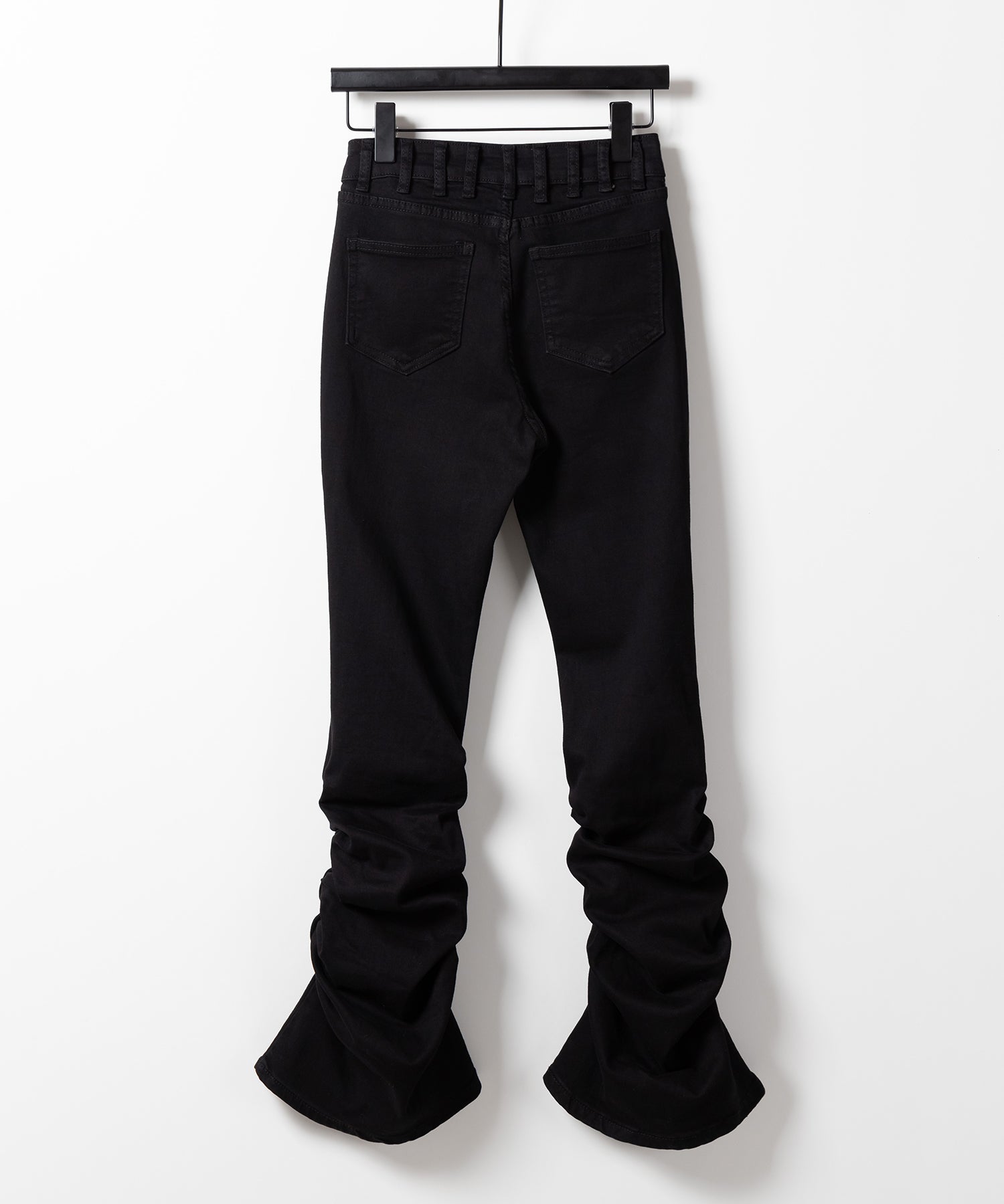 ヘムシャーリングギャザーストレッチフレアパンツ ／ Hem shirring gather stretch flare pants