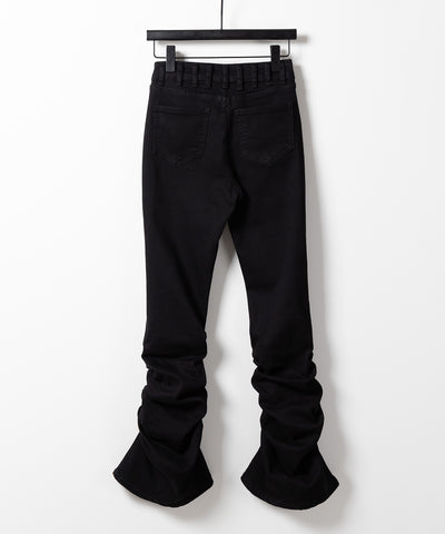 ヘムシャーリングギャザーストレッチフレアパンツ ／ Hem shirring gather stretch flare pants