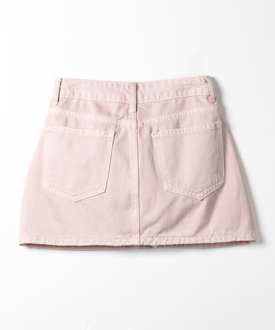 【 インパン裏地付き 】ヴィンテージピンクレイヤードデニムミニスカート ／ vintage pink denim mini skirt