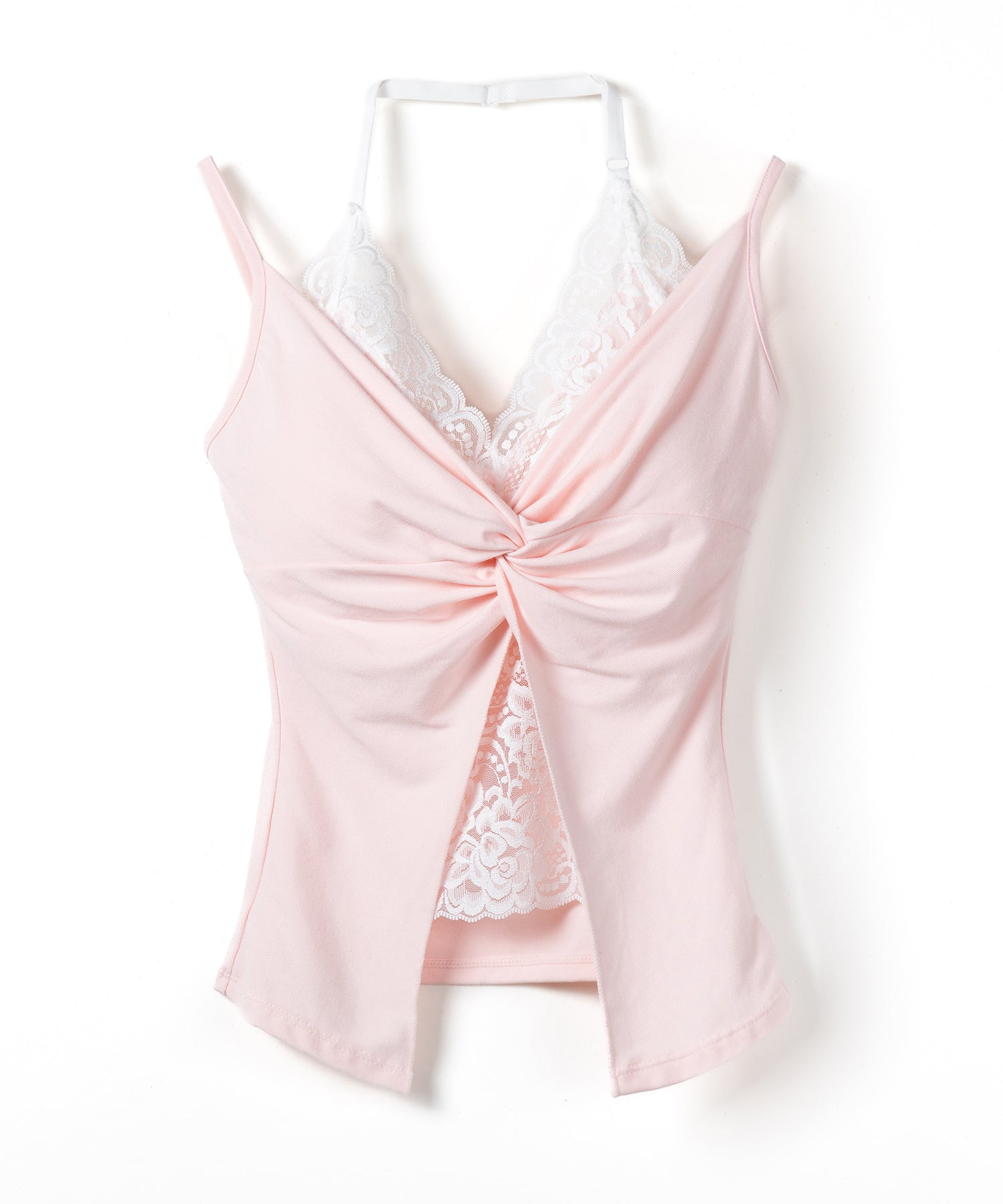 レースレイヤードクロスデザインキャミソール ／ lace layered cross design camisole
