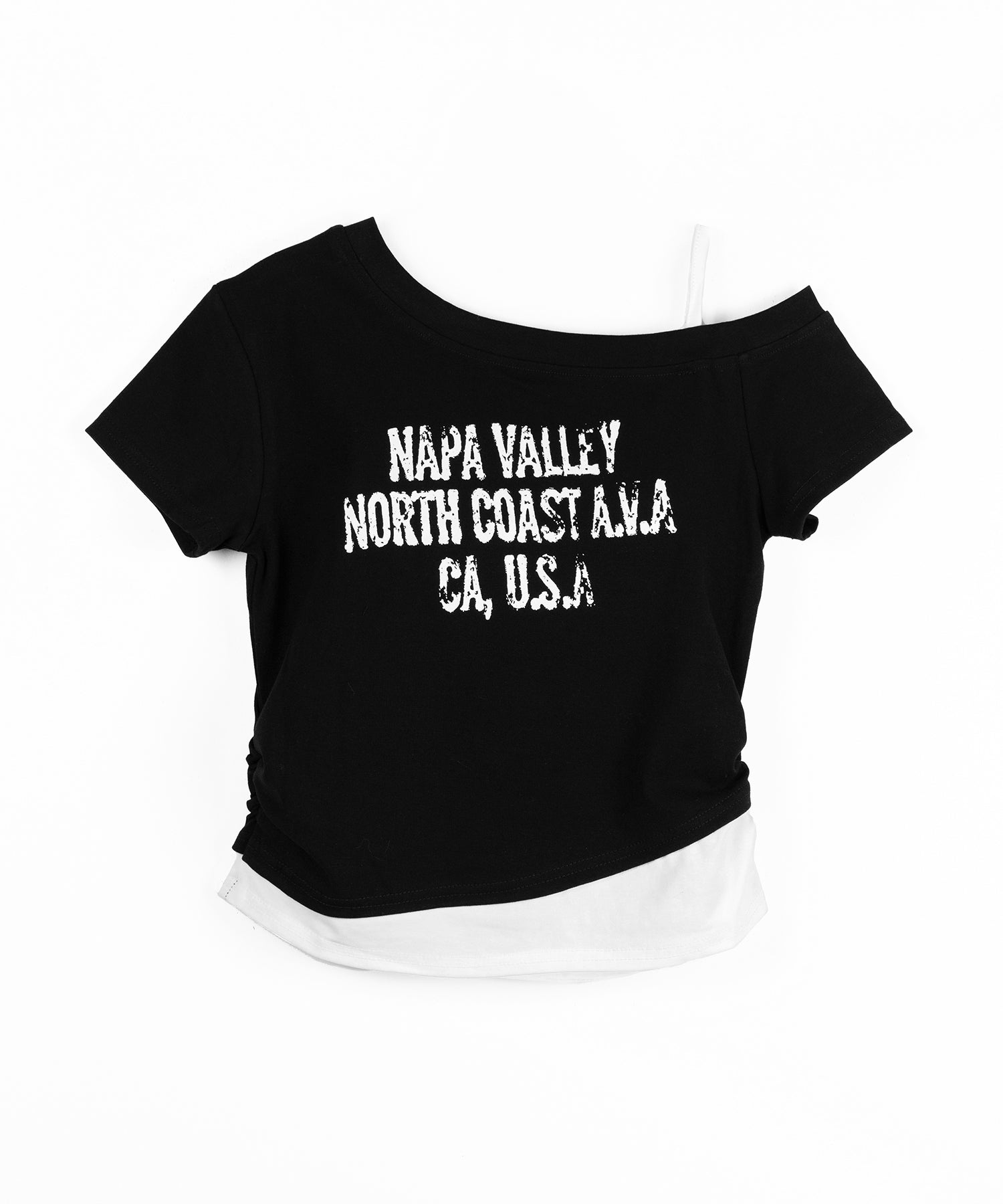 ヴィンテージロゴワンショルレイヤードＴシャツ ／ vintage logo one-shoulder layered T-shirt