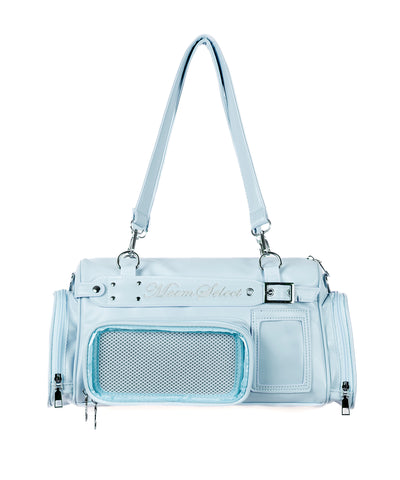 クリアポケット付きレタリング刺繍ショルダーバッグ ／ clear pocket lettering embroidery shoulder bag