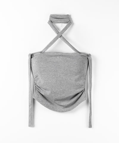 【 ３color ／ カップ付 】ロングチョーカークロスネックキャミソール ／ long choker cross neck camisole