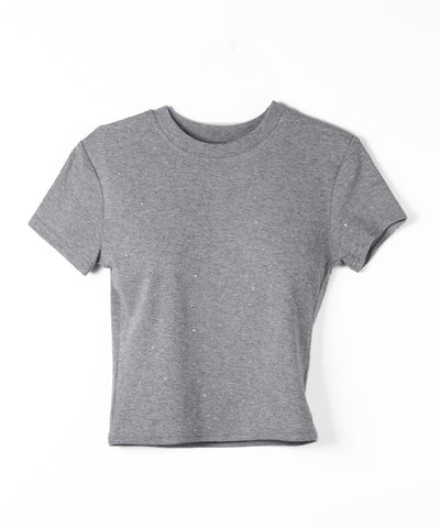 ラインストーン半袖タイトＴシャツ ／ Rhinestone short sleeve tight T-shirt