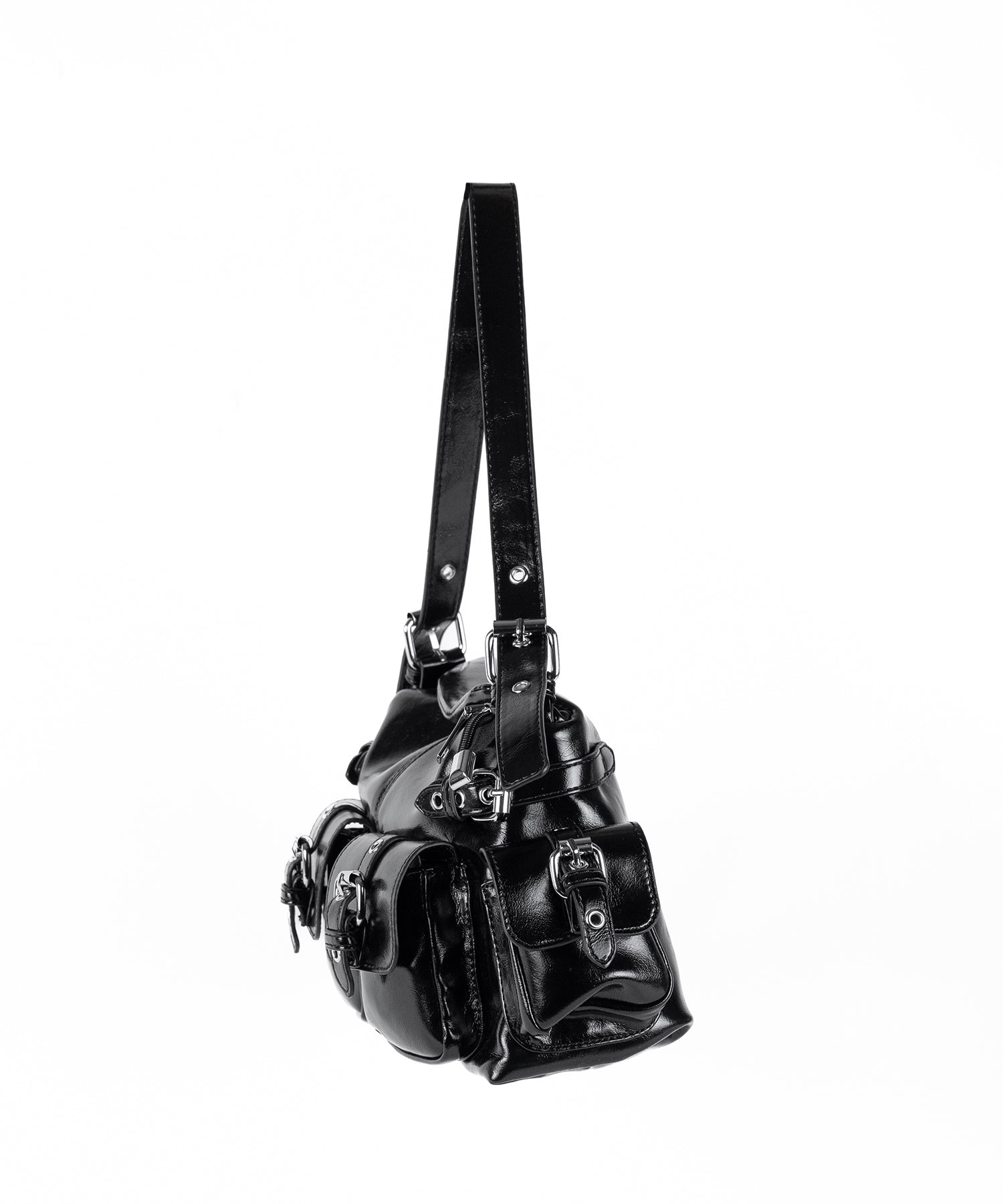 【ショルダーにできる2WAY】4バックルポケットワンハンドルショルダーバッグ／4 buckle pocket one handle shoulder bag