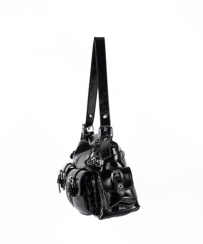 【ショルダーにできる2WAY】4バックルポケットワンハンドルショルダーバッグ／4 buckle pocket one handle shoulder bag