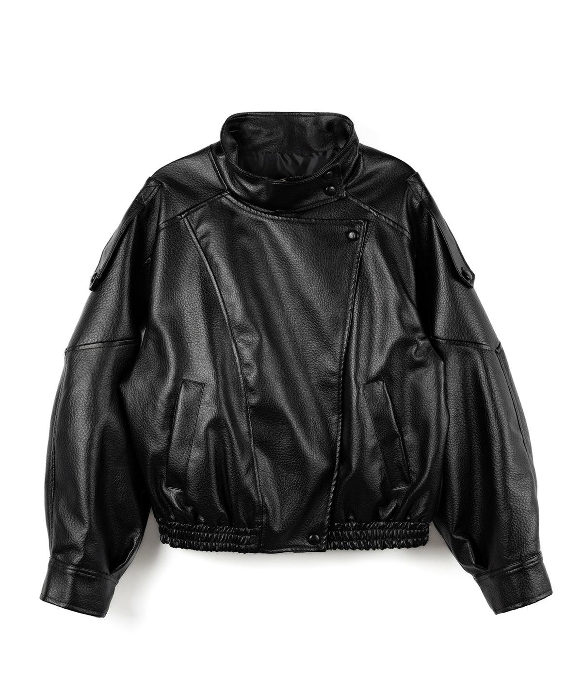 ヴィンテージフェイクレザースタンドカラージップアップブルゾン ／ 2WAY vintage fake leather stand collar zipup blouson