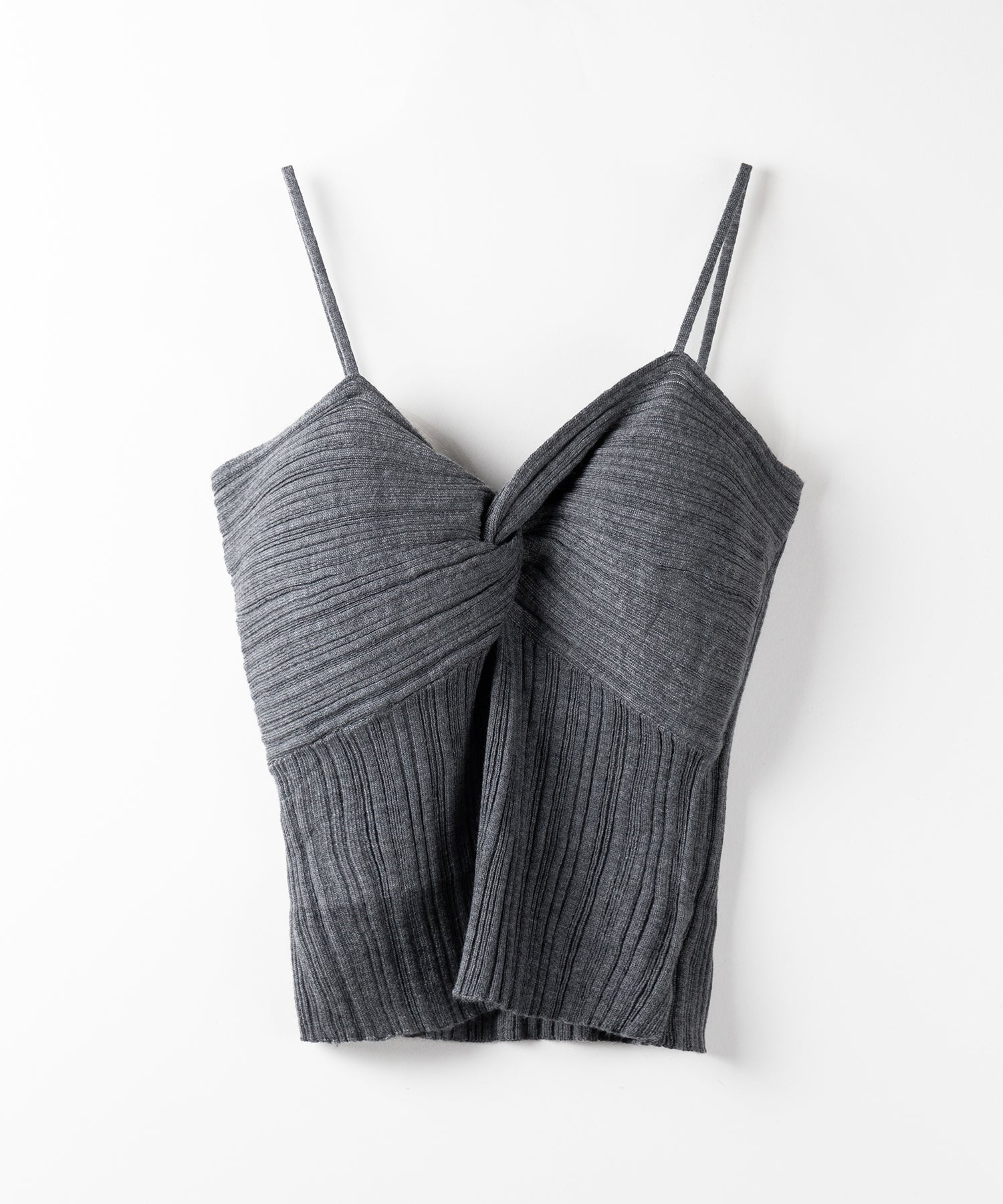 【 2点セット 】ツイストリブニットキャミソール ＋シアーリブショートカーディガン SET ／ twisted rib knit camisole + sheer rib short cardigan SET