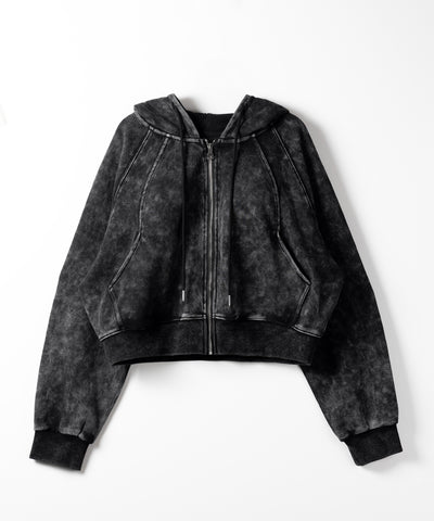 【 ２color 】ピグメントヴィンテージショートジップパーカー ／ pigment vintage short zip hoodie