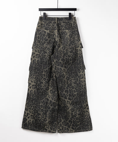 【 ２color ／ ４size 】レオパードヴィンテージタックワイドカーゴデニム ／ leopard vintage tuck wide cargo denim