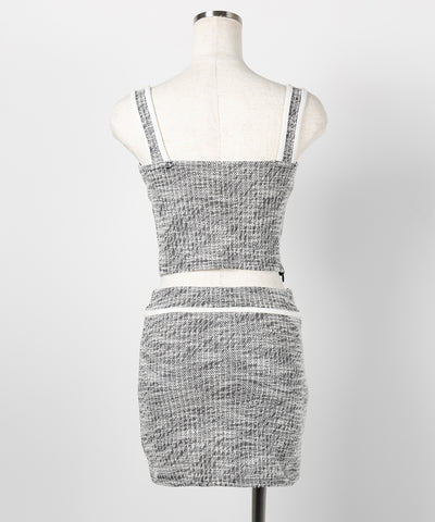 【 セットアップ】ツイードボタンショートビスチェ ＋ ミニスカート ＳＥＴ ／ 【 SETUP 】tweed button short buister ＋ mini skirt SET