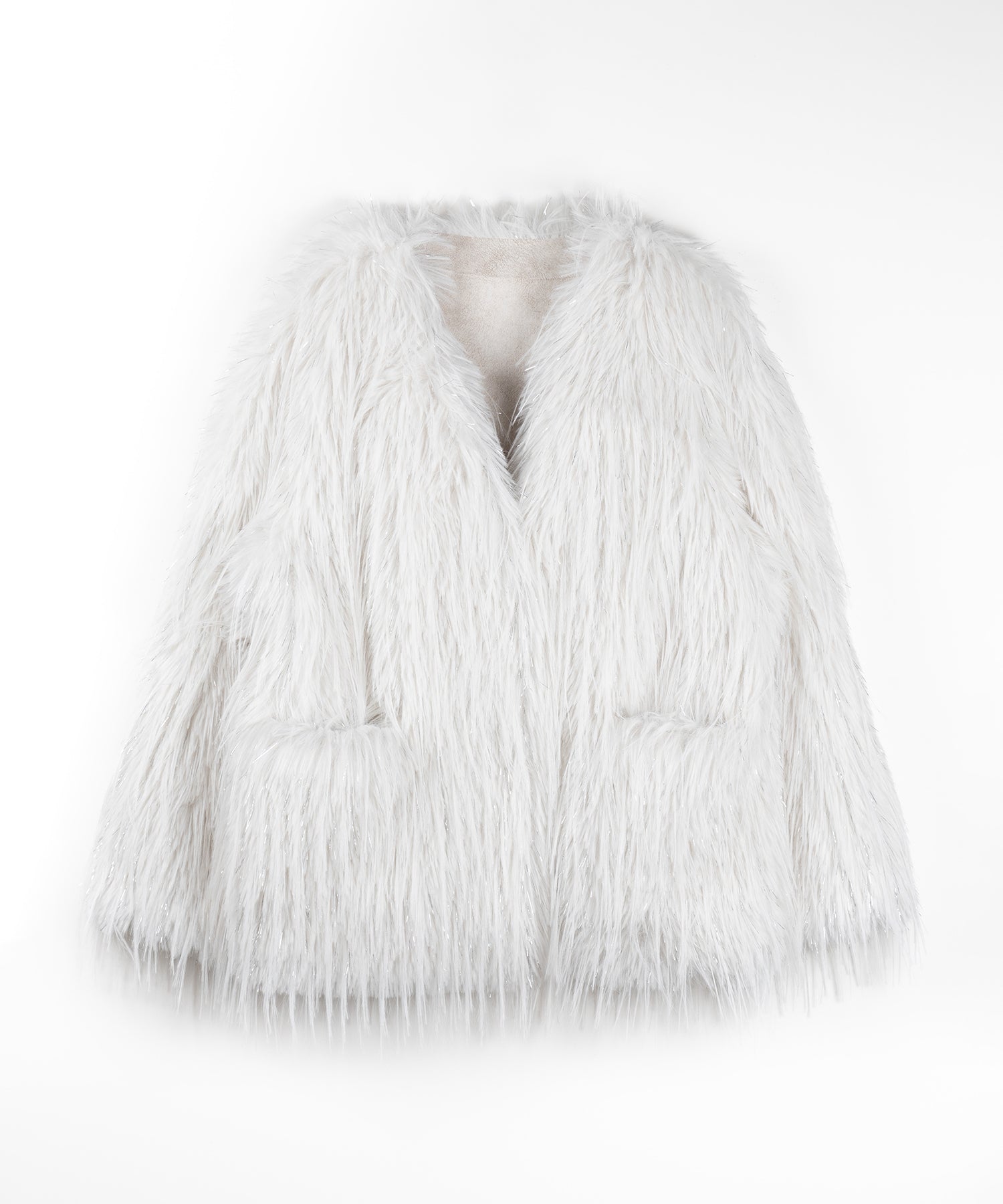 【 ２color 】ラメフェイクファーボリュームシャギーコート ／ rame fake fur volume shaggy coat