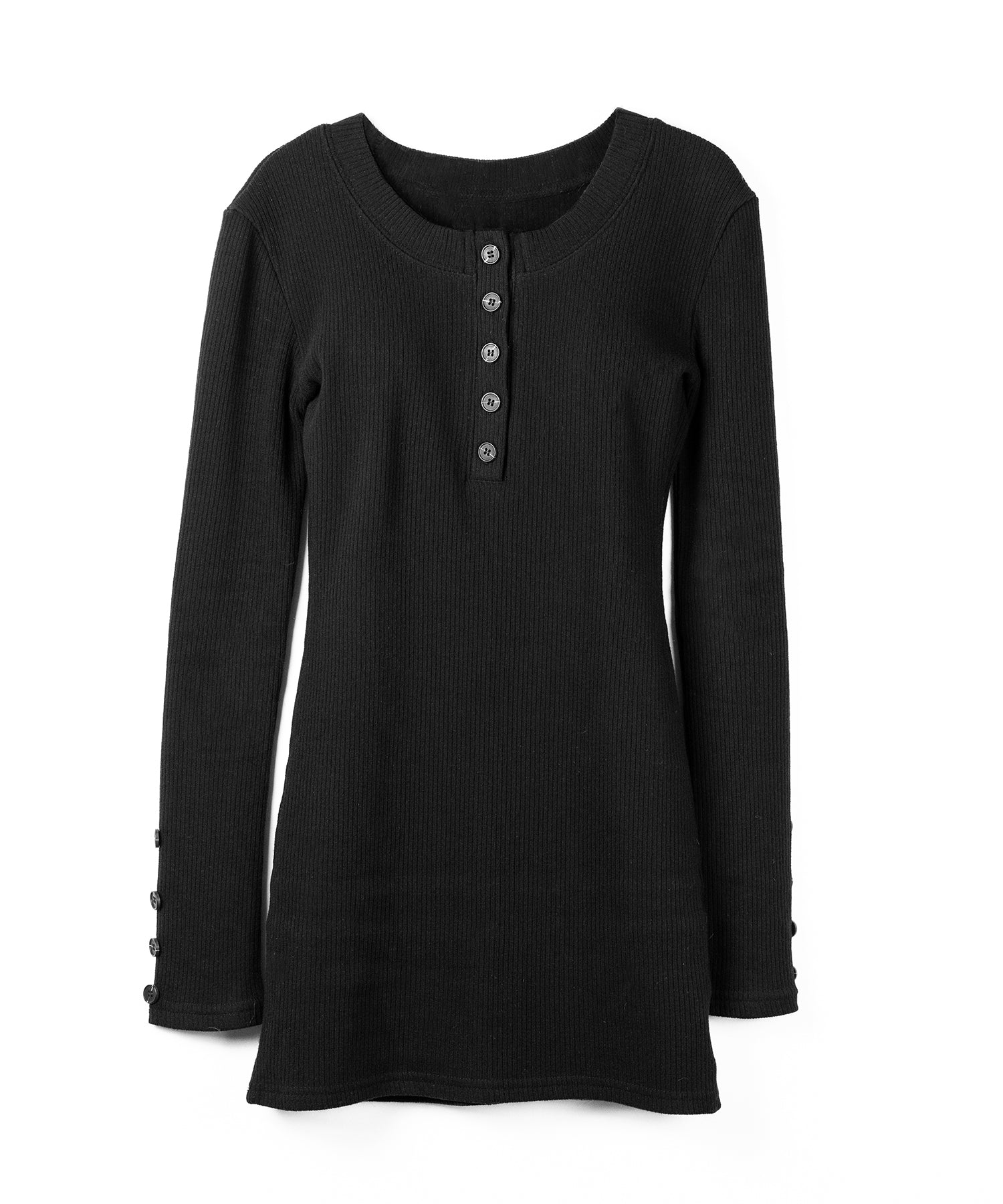 裏起毛ヘンリーネックタイトミニワンピース ／ urakimo henley neck tight mini onepiece