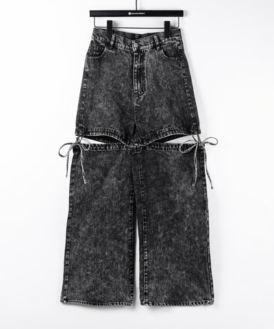 【 セットアップ着用可能 】２WAYヴィンテージケミカルブリーチカットアウトリボンデニム ／ 2WAY vintage chemical bleach cutout ribbon denim