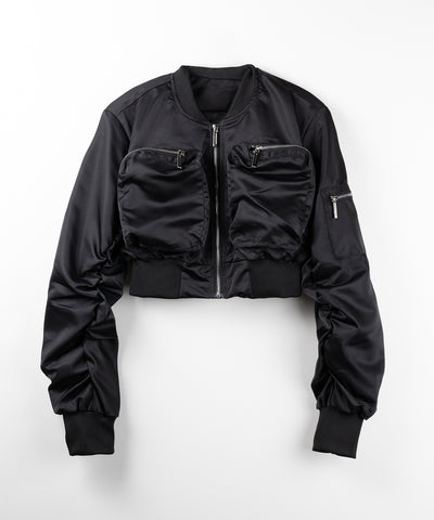 【 ２color 】アウトポケットジップアップショートブルゾン ／ out pocket zip up short blouson