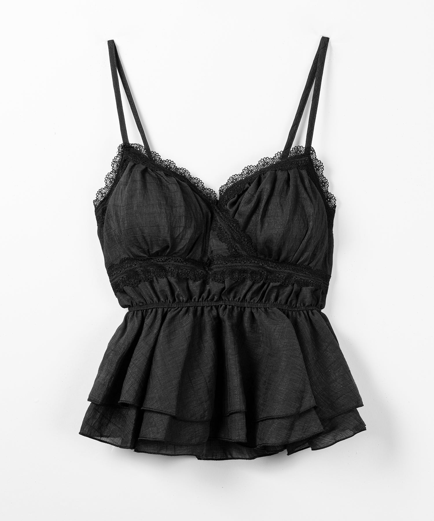 レースフリルペプラムキャミソール ／ lace frill peplum camisole