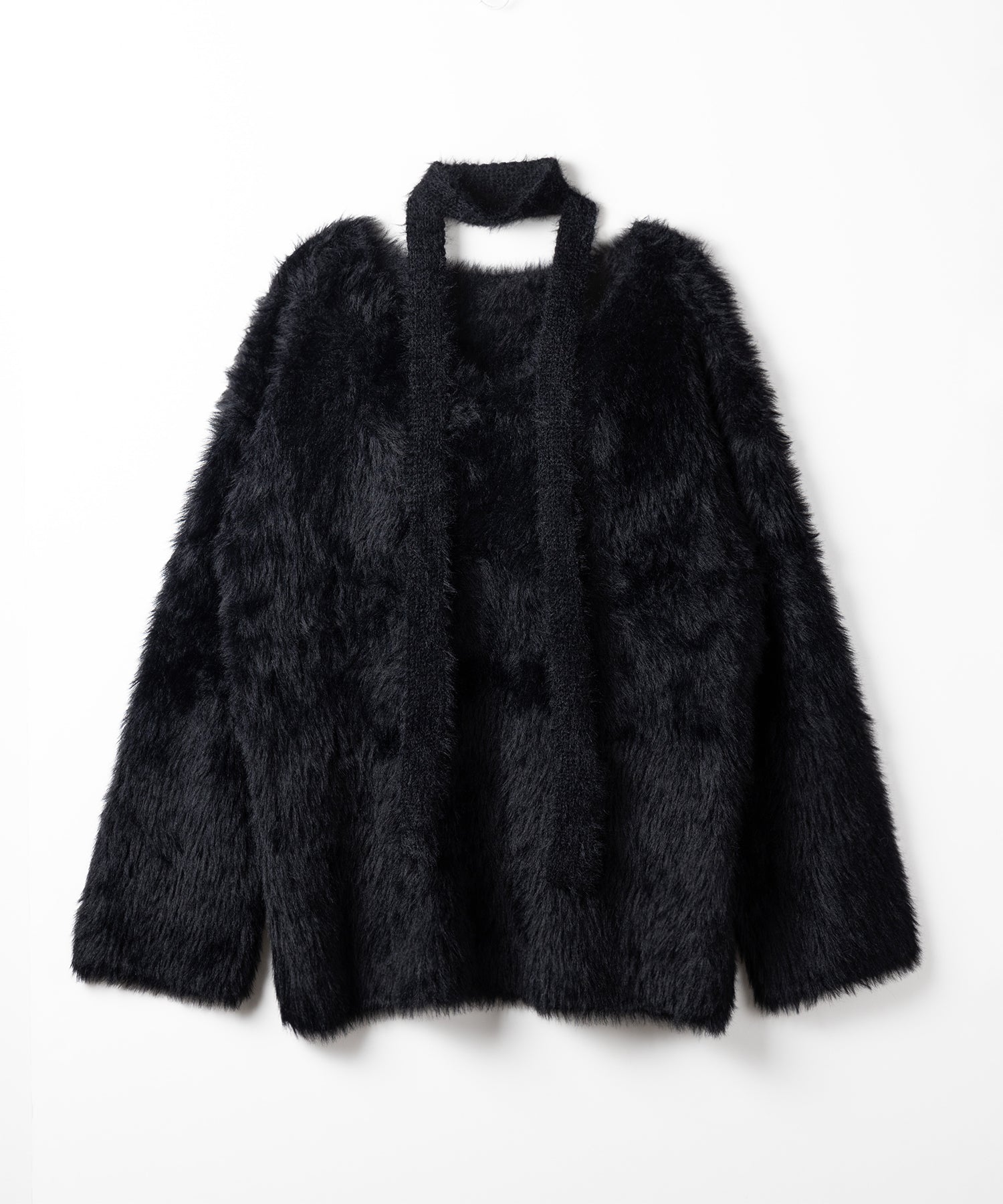 【 ２color 】チョーカータイ付きルーズシャギーニット ／ choker tie set loose shaggy knit