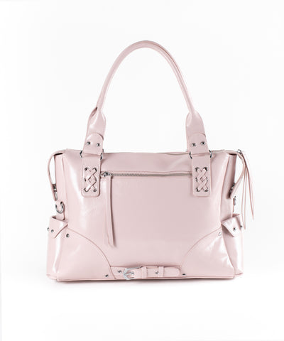 【 限定先行販売 】ハートクリアポケットスタッズフェイクレザートートバッグ ／ heart clear pocket studs fake leather tote bag