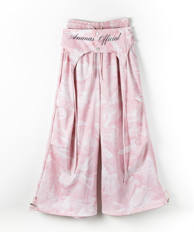 ロゴガーターカモフラタックワイドパンツ ／ logo garter camouflage tuck wide pants