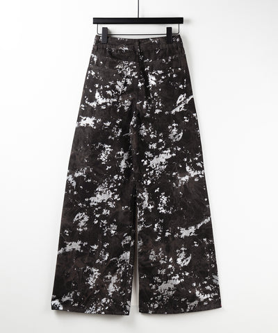 【 ３SIZE 】箔プリントブリーチヴィンテージワイドデニム ／ Foil print bleached vintage wide denim