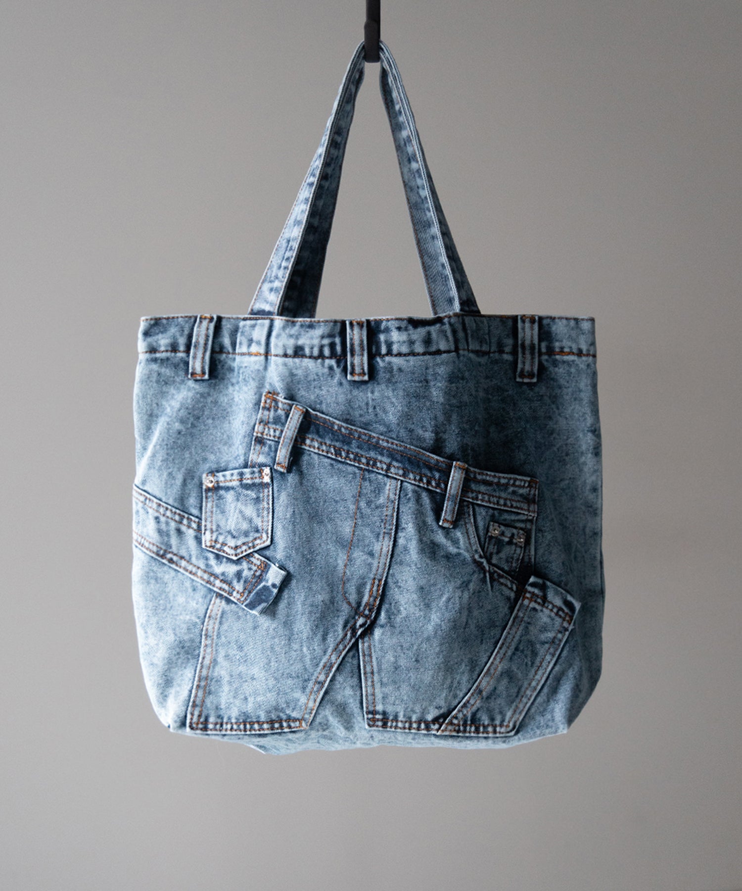 【 ２color 】ヴィンテージドッキングウォッシュデニムバッグ ／ vintage docking washed denim bag